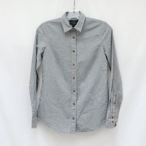 J Crew women's Perfect shirt grey micro polka dot print cotton business office